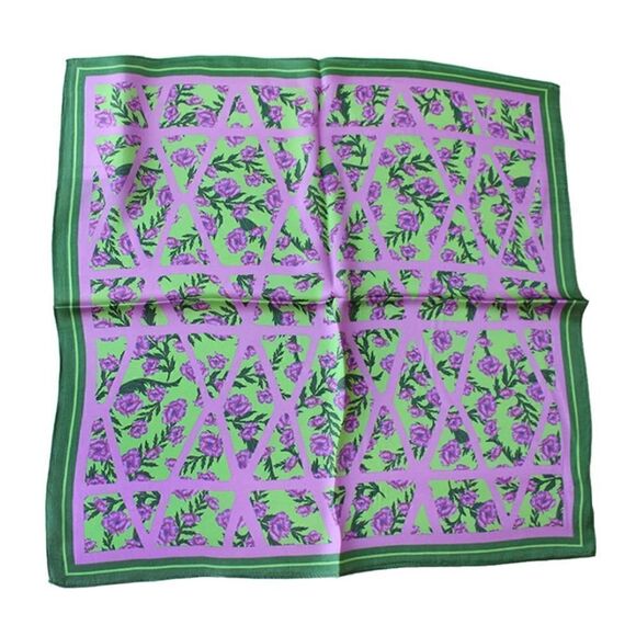 Purple Flower Mulberry Silk Neck Scarf - Picture 2 of 4